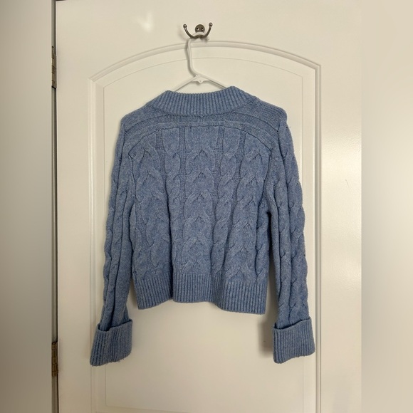 Abercrombie & Fitch Blue Chunk Knit V Neck Sweater Wool Blend size extra small - Picture 2 of 9